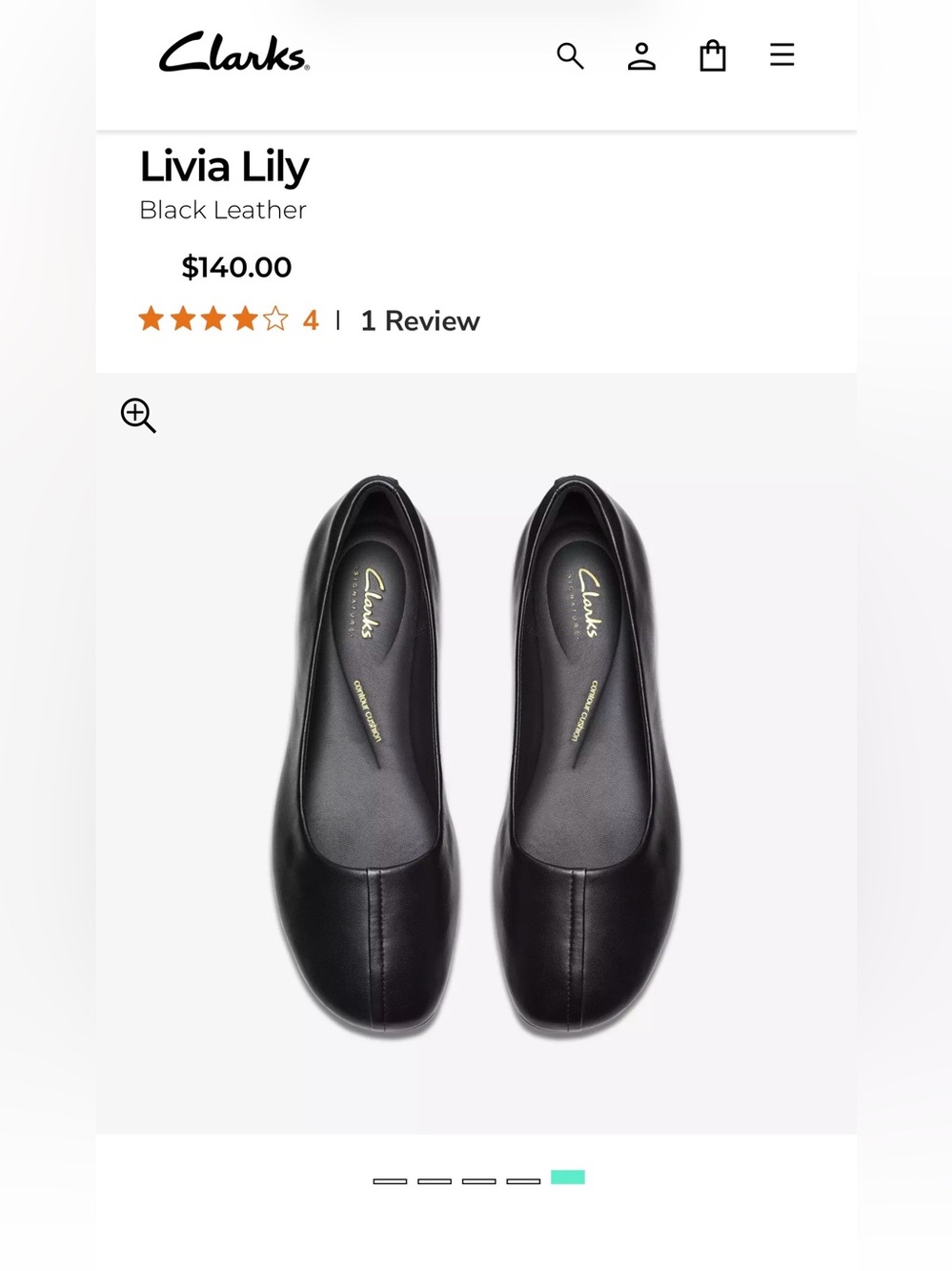 Clarks Livia Lily black leather ballet flats NWOT